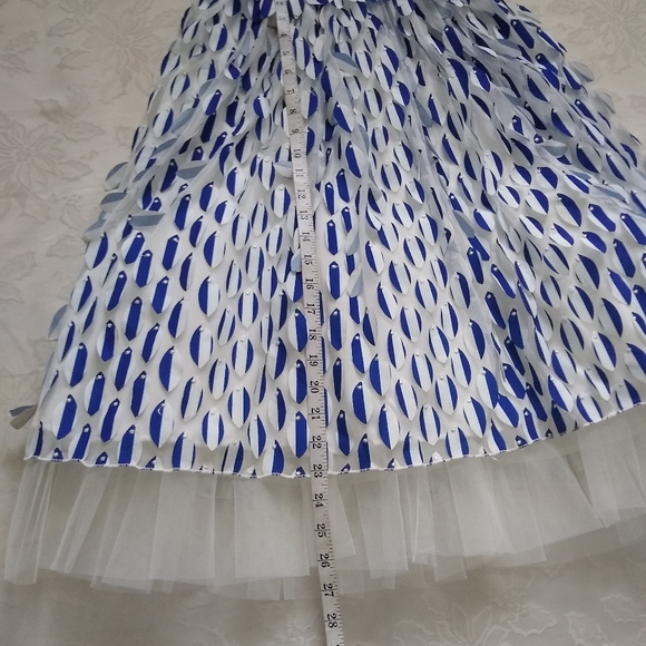 Rare find 🎀 Eva Franco Anthro tulle petal blue motif flare skirt - Picture 5 of 8